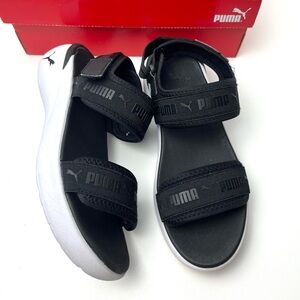 PUMA Women's Sportie Black & White Cushioned Spring Summer Sandals